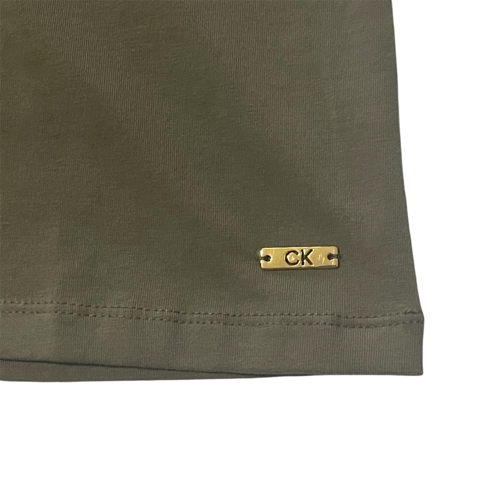 Calvin Klein Olive Lace-Up Gold Tone Accent Dress - XL - Picture 4 of 8